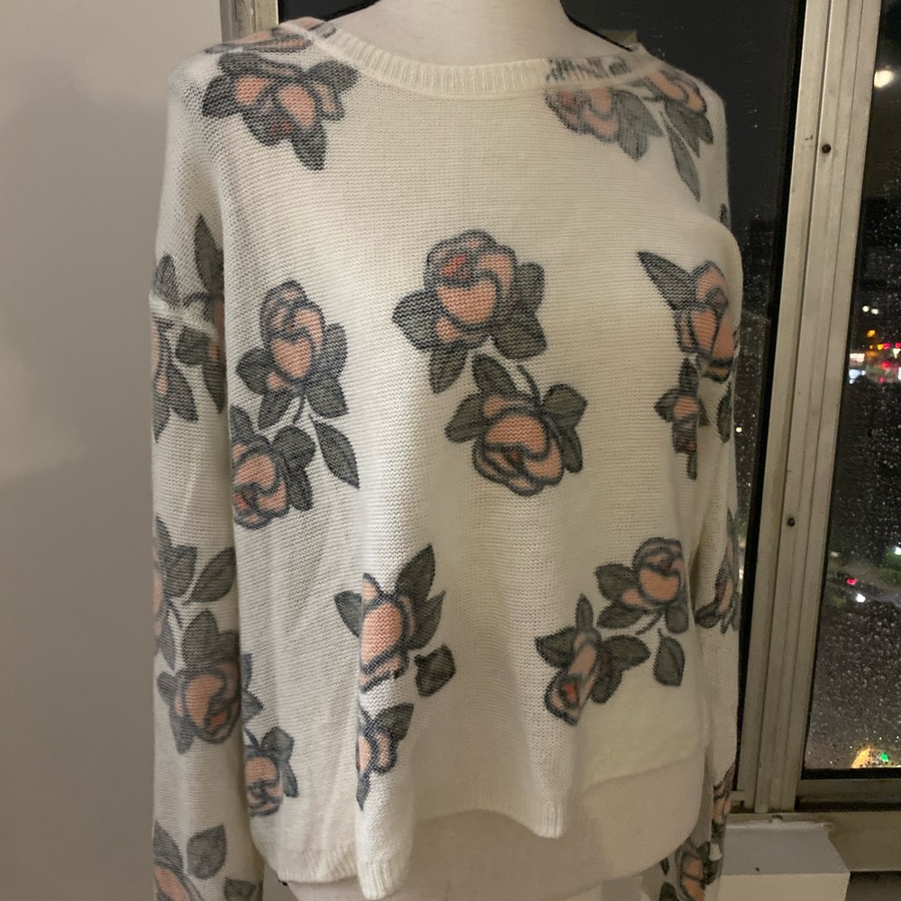 Frenchi Cream Floral Women's Sweater